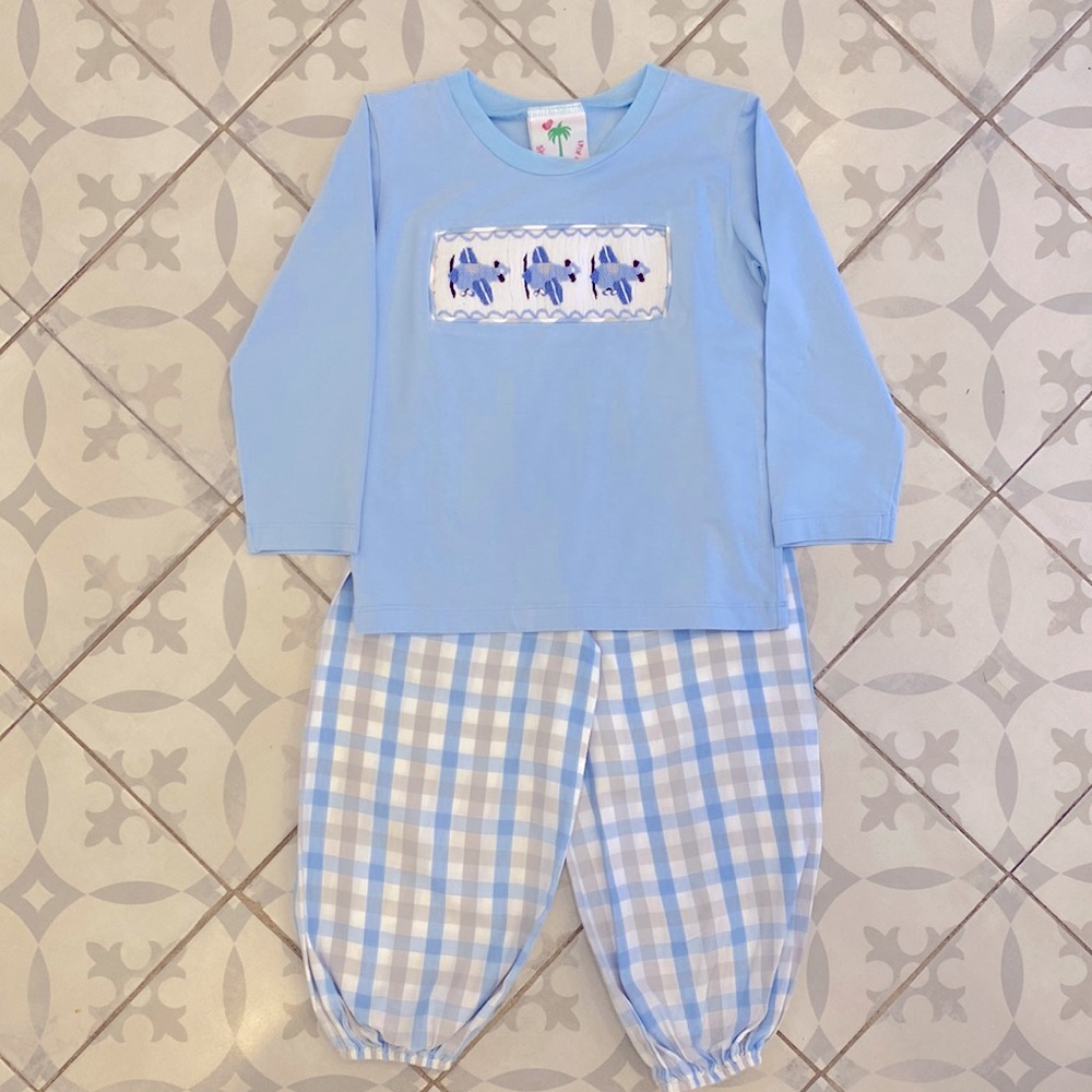 ✈️ Shrimp and Grits Smocked Top and Pant Set